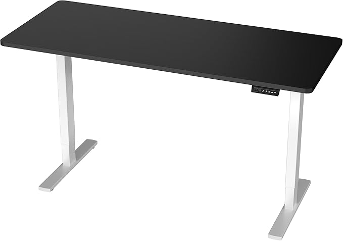 VIVO Electric 60 x 24 in Standing Desk, Memory Height Adjustment, 1B Series, Holds 220 lbs, One-Piece Black Top, White Frame, DESK-KIT-1W6B