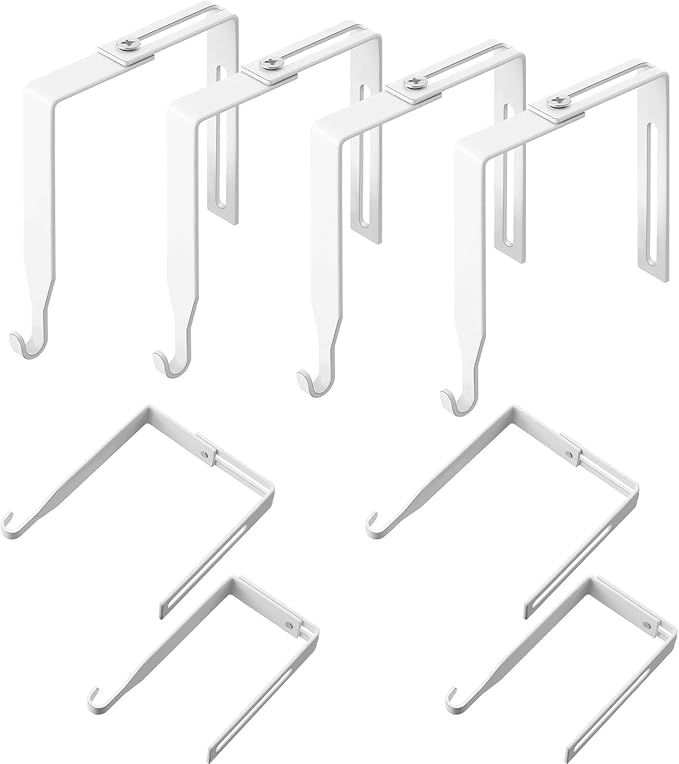 Amylove 4 Pcs Adjustable Cubicle Hanger Universal Partition Metal Cubicle Hooks Door Hanger, Adjusted to Fit Panels with 1 3/8 Inch to 3 1/2 Inch Thickness for Office Whiteboard (White)