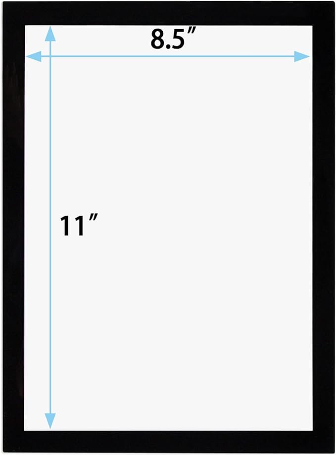 JIUYE 8.5x11 Magnetic Sign Holder Wall Mount,Self-Adhesive Plastic Display Frames,Clear PVC Sign Holder with Magnet Strip Border for Window/Door/Fridge/Document Notice Paper(12Pcs,Black)