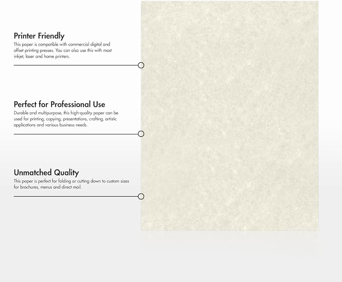 LUXPaper 8.5" x 11" Paper | Letter Size | Cream Parchment | 60lb. Text | 1,000 Qty