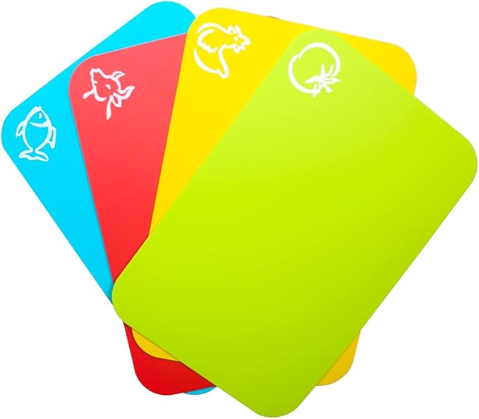 Carrollar Small Flexible Plastic Cutting Board Mats, 2 Pack Cutting Boards Mats With Food Icons, Gripped Back and Dishwasher Safe, Set of 4,7.5x11.4inch (2)