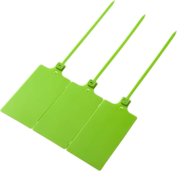 200Pcs Plastic Seals Shipping Label Tags, Writable Marker Big Sign Tie for Logistics, 255mm Total Length Self Locking Inventory Waterproof Tag Fastener with 3 Marker Pen (Green)