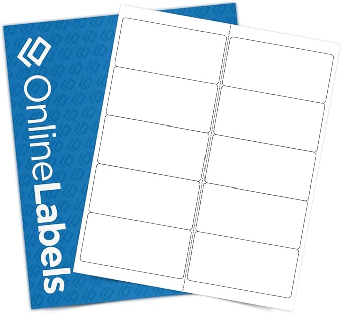 4 x 2 Rectangle Mailing Labels - Permanent, White Matte - Address, Shipping, Gift - Pack of 20,000-2,000 Sheets - Inkjet/Laser Printers - Online Labels