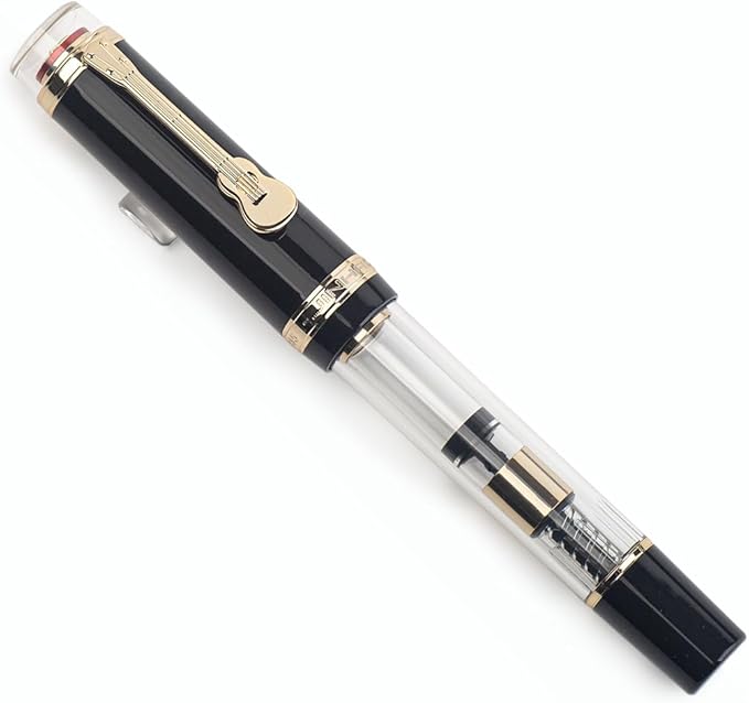 JINHAO 1935 Fountain Pen TIANDAO Series #8 Nib Ink Pen with Guitar-Shaped Clip and Ink Converter (M Nib 0.7mm, Black)