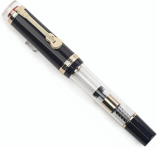 JINHAO 1935 Fountain Pen TIANDAO Series #8 Nib Ink Pen with Guitar-Shaped Clip and Ink Converter (M Nib 0.7mm, Black)
