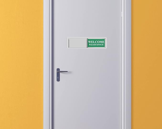 Magnetic Do Not Disturb Sign - Privacy Slider Door Hanger with Non-Scratch Surface, Reversible Indicator for Home Office, Restroom, Hotel, Hospital, Conference Room， 7"x2" Silver.