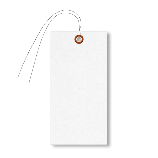 SmartSign Blank Tyvek Shipping Tags with Wire, Size #8 | 6 1/4" x 3 1/8", Pack of 1000, White