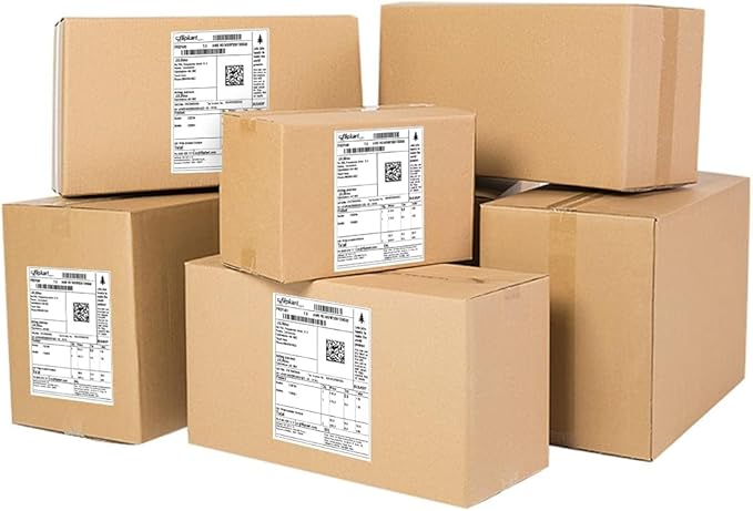 L LIKED 1800 PCS 4"x6" Direct Thermal Shipping Labels with 450 per Roll- Perforated & Strong Adhesive, Blank, Compatible with Zebra 2844, ZP-450, ZP-500, ZP-505, 4 Rolls