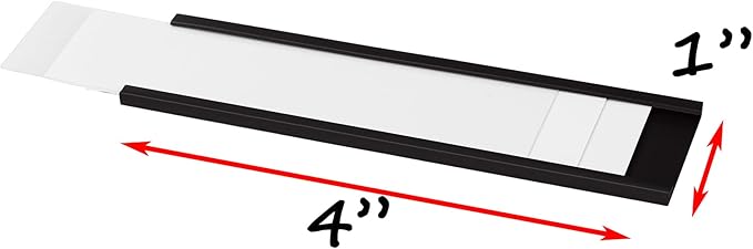 Realth C Channel Magentic Label Holders 30 Pack 1'' x 4'' with Paper Inserts and Clear Plastic Protectors, Magnetic Data Card Holders File Cabinet Labels for Metal Racks and Shelves