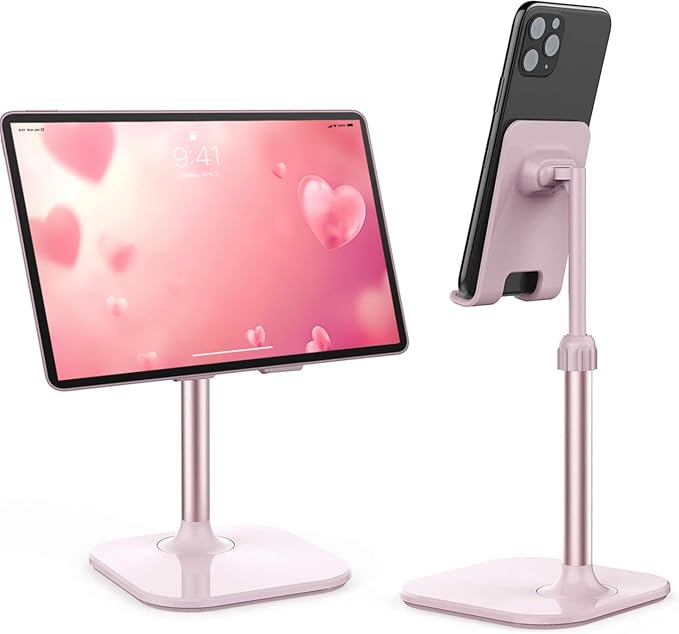 Doboli Cell Phone Stand, Valentine's Day Gifts for Teens Girls Boys Adults Women Men Mom Wife, Phone Stand for Desk, Phone Holder Stand Compatible with iPhone and All Mobile Phones Tablet, Pink