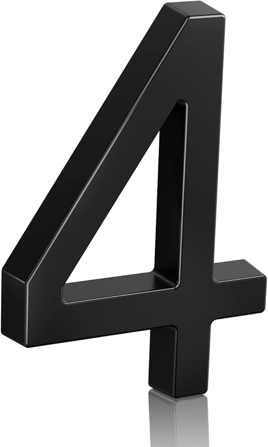 6" Floating Stainless Steel Address House Number, Modern Metal Anti-Rust House Numbers with Nail Kits for Door Garden Mailbox Decor Visibility Signage (4)