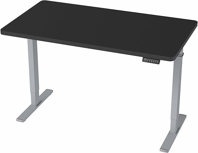 VIVO Electric 43 x 24 in Standing Desk, Memory Height Adjustment, 1B Series, Holds 220 lbs, One-Piece Black Top, Gray Frame, DESK-KIT-1G4B
