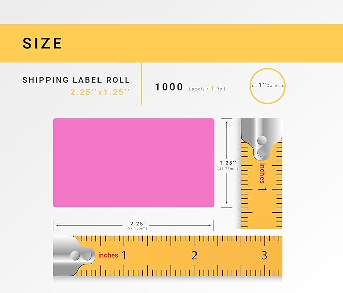 HOUSELABELS 2.25" x 1.25" Pink Address Labels on 1" Core Compatible with Zebra and Rollo Printers, 2 Rolls / 1,000 Labels per Roll