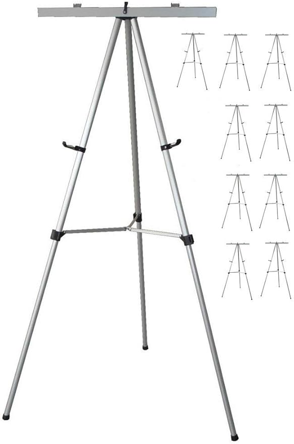 Lightweight Aluminum Flip-Chart Presentation Easel, Silver (10 Pack)
