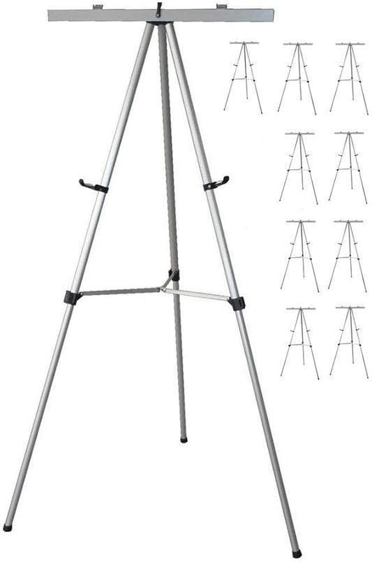 Lightweight Aluminum Flip-Chart Presentation Easel, Silver (10 Pack)