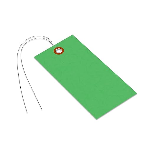 SmartSign Green Shipping Tags with Wire, Size #5, Pack of 1000 | 4 3/4" x 2 3/8"