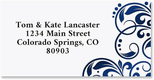 Colorful Images Imperial Blue Foil Metallic Return Address Mailing Labels, Personalized with Names & Addresses, Set of 144 Custom Self Adhesive, Easy Peel Flat Label Sheets, 1-⅛ ”x 2-¼” Size