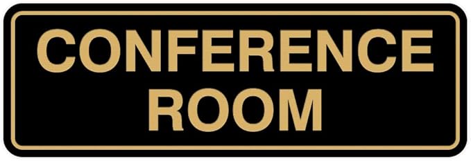 Standard Conference Room Sign - Black/Gold - Medium 5 Pack