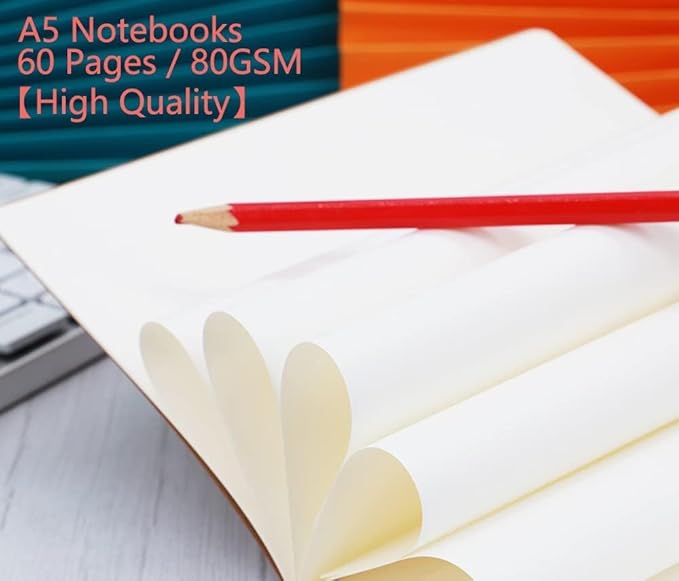 48 Pack Notebook Journals for Travelers, Students and Office, Writing Sketchbook Memo Diary Subject Notebooks Planner with Blank Paper, 60 Pages, 30 Sheets, 8.3x5.5 inch, A5 Size, Travel Journal Set