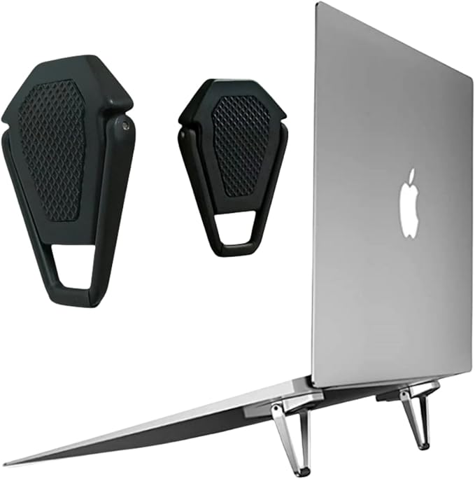MIYKUISH Portable Invisible Laptop Stand - 2PCS zinc Alloy Laptop Mini Stand Heat Dissipation pad, Laptop Lifter Suitable for 12-20 inch Laptop (One Size Mutil Color) (Black)