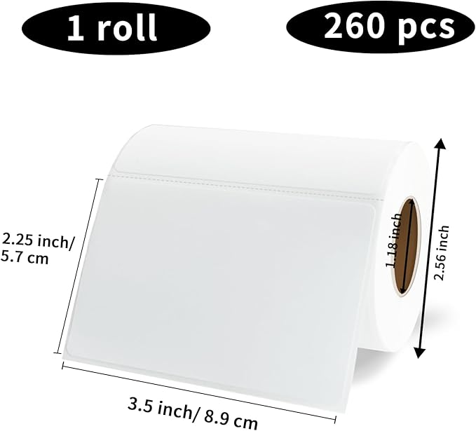 Yeachlaing Name Tag Stickers,3.5" x 2.25" White Labels,Waterproof/Oil/Tear Resistant/Ink Won't Smudge (260pcs,1 Roll)