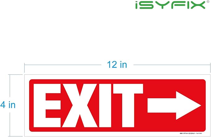 iSYFIX Exit Signs Stickers 2 Pack 12x4 Inch - Laminated Premium Vinyl Directional Right Arrow Signs for Buildings, Office, Workplace, Stores, Schools, Theaters, Parking, Restaurants, Factories