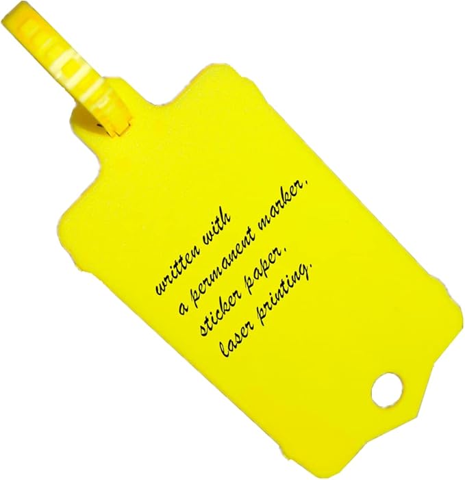 100pcs Reusable Blank Plastic Tags Ties Key Tags 1.45"*2.48" Serrated Tension Sealing Strap with Large Label Plastic Tie Mark Label Waterproof Hang Sign Write on Tag (Yellow, 100pcs)