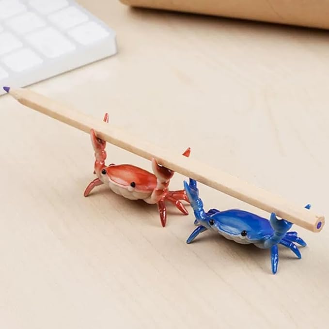 Crab Pen Holder for Desk, Cute Multifunctional Weightlifting Desk Crab Pencil Holder Organizer for Pens, Pencils & Makeup, Funny Desktop Decor Gift for Home Office School (4 pcs)