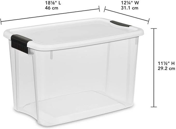 Sterilite 6-Pack Ultra Latching Box, Storage Bins with Lids, Clear Plastic, 30 Quart - Heavy-Duty Organizing Containers for Closet, Bathroom, and Office