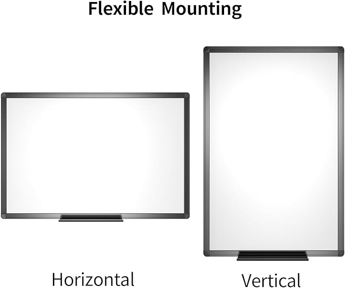 VIZ-PRO Magnetic Whiteboard/Dry Erase Board with Black Aluminium Frame, 24 X 18 Inches, Includes 1 Eraser & 2 Markers & 4 Magnets