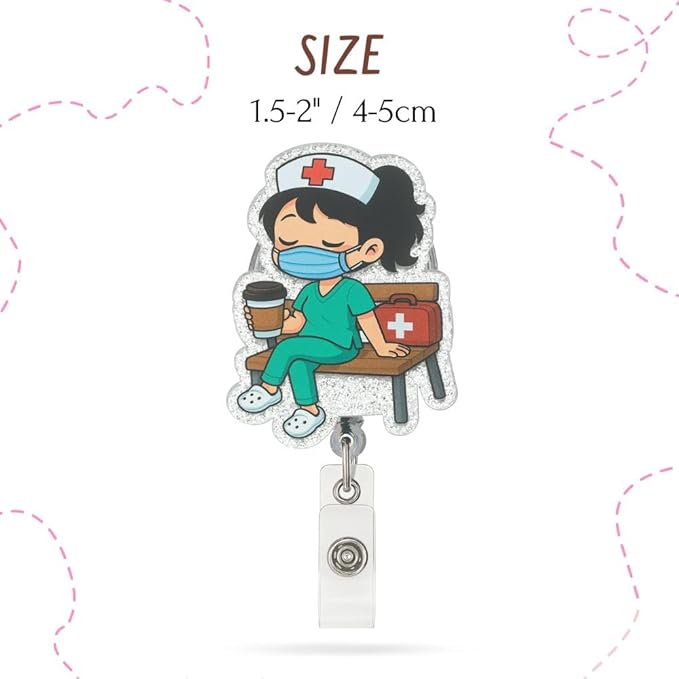 3PC Cartoon Nurse Badge Reel Cute Fun Funny ID Name Holder Alligator Clip Nursing Student Scrub Accessories Hospital Work Supplies Thank You Gifts for Medical Assistant RN LPN Healthcare Workers
