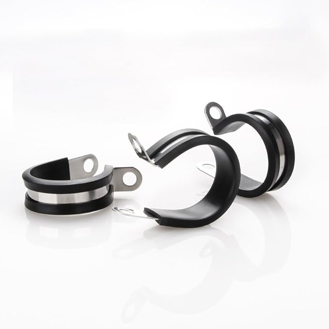 LOKMAN 20 Pack 5/16 Inch Stainless Steel Cable Clamp, Rubber Cushioned Insulated Metal Clamp, Tube Holder for Tube, Pipe or Wire Cord Installation