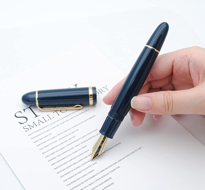 JINHAO X159 Fountain Pen (F Nib 0.5mm, Dark Blue with Gold Clip)