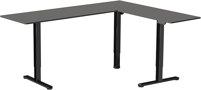 VIVO Electric Corner 84 x 63 inch L-Shaped Standing Desk, Memory Height Adjustment, Black Top Black Frame, DESK-E3CTBB-84
