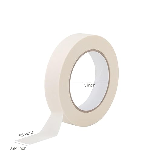 Lichamp Masking Tape 1 inch, 3 Pack General Purpose Beige White Masking Tape, 1 inch x 55 Yards x 3 Rolls (165 Total Yards)