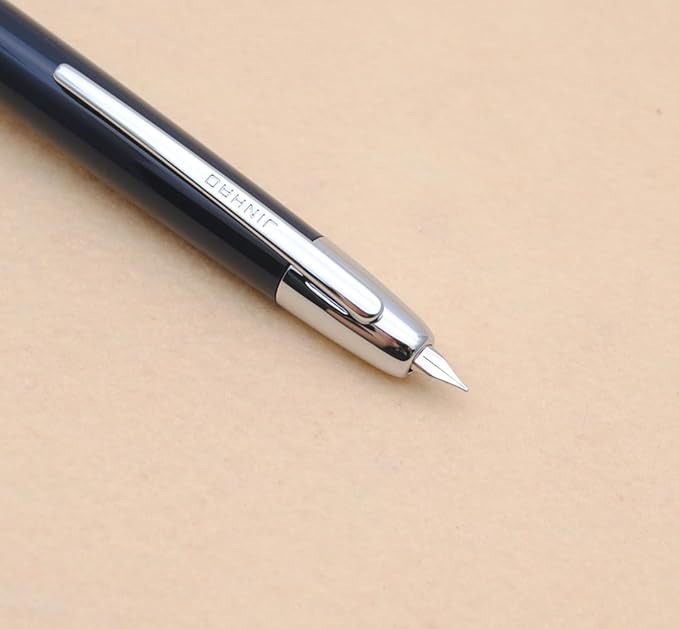 JINHAO 20 Press Fountain Pen, Retractable Capless Resin Pen with Ink Converter (EF Nib 0.4mm, Dark Blue)