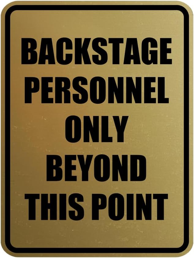 Portrait Round Backstage Personnel Only Beyond This Point Door or Wall Sign Easy Installation | Music | Concert | Festivals Sign (Brushed Gold) - Small