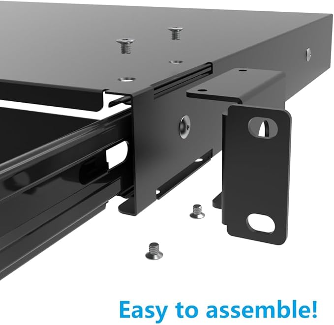 QiaoYoubang 1U Server Cabinet Case 19 Inch Rack Mount Lockable Drawer with Key, 12.6 Inch Depth (1U)