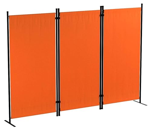 Proman Products - Galaxy Section Divider, Water Repellent Fabric Room Divider with Black Powder Coated Metal Frame for Indoors or Outdoors (Orange)