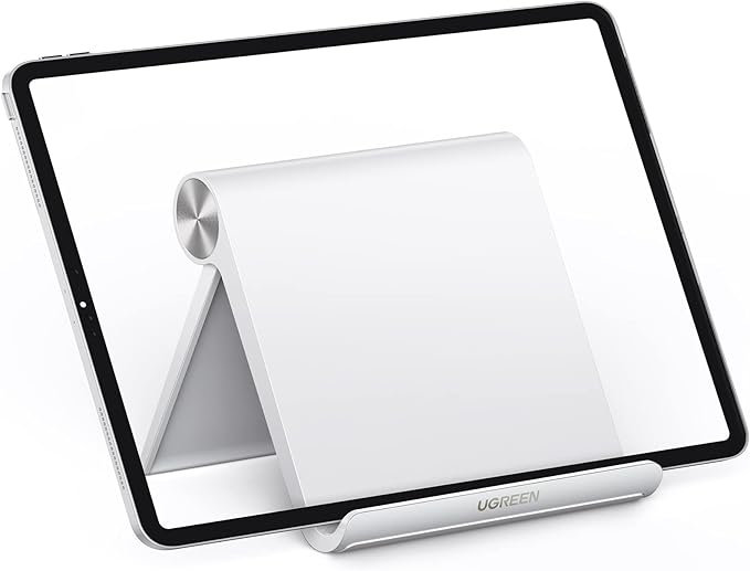 UGREEN Tablet Stand Holder Adjustable Portable Desktop Dock Office Compatible with iPad Pro 11 9.7 10.5 Air Mini 5 4 3 2 iPhone 17 16 15 14 13 12 White
