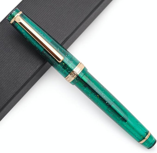 JINHAO 82 Fountain Pen (Transparent Fluorescent Dark Green,Fine Nib 0.5mm)