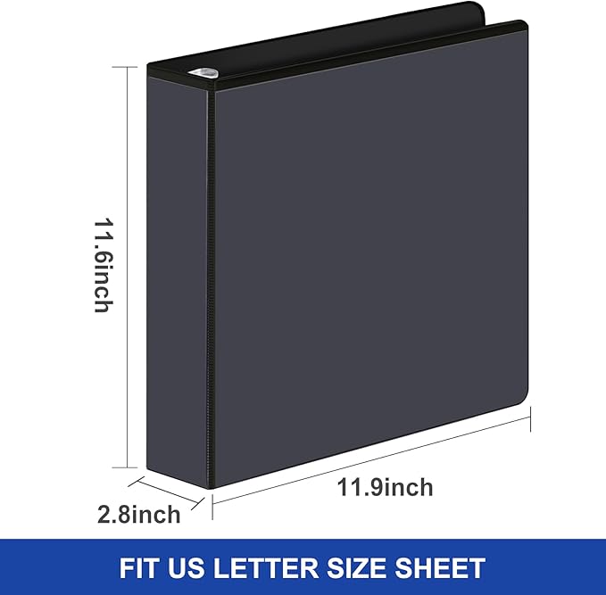 Comix Sturdy 2 Inch D-Ring Binders, 2'' 3 Ring Binder with Clear View Cover, 2.4mm-Thick, Holds 500 Sheets of 8.5" x 11" Paper, 6 Pack (Black)