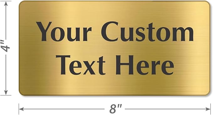 SmartSign Custom Brass Sign - 4" x 8", 40 mil REAL Bugle Brass Metal, Personalized Name Door Sign, Heavy-Duty Premium Engraved Door/Wall Mount Plaque for Business/Office, Gold and Black
