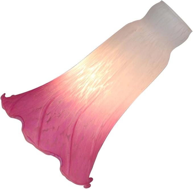 Bieye LS02 Lily Flower Blown Glass Lampshade (White Pink, Opening I.D. 1.26" x O.D. 1.5")