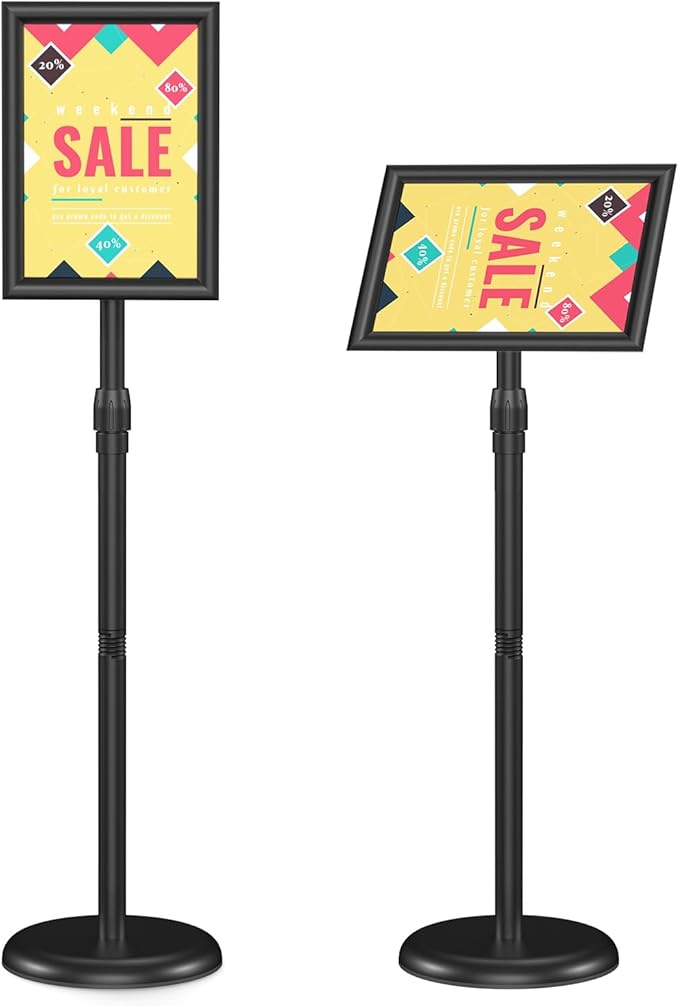 Relx Sign Holder Stand 8.5x11 inch - Adjustable Floor Standing Sign Holder - Signage Stand with Snap-Open Frame Display for Malls,Schools,Restaurants