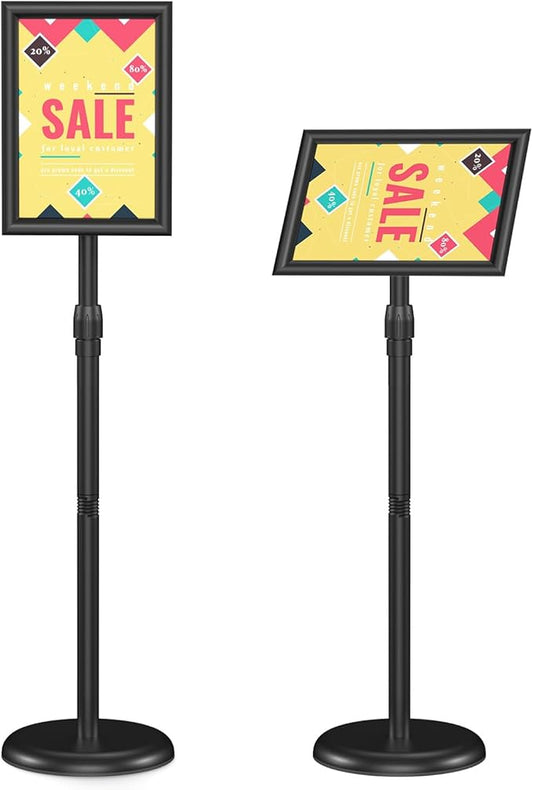 Relx Sign Holder Stand 8.5x11 inch - Adjustable Floor Standing Sign Holder - Signage Stand with Snap-Open Frame Display for Malls,Schools,Restaurants