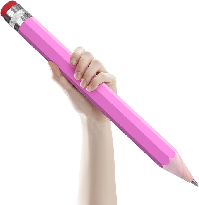 smrtcol Wooden Jumbo Pencil for Prop Gifts Decor 14 Inch Funny Big Novelty Pencil with Cap Pink
