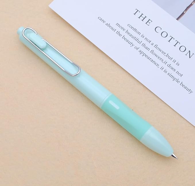xixixiaozhu OASO K018 Sealed Retractable Fountain Pen Set 0.5mm with 2pcs Blue Ink Cartridges Smooth Writing for School Students (Light Green)
