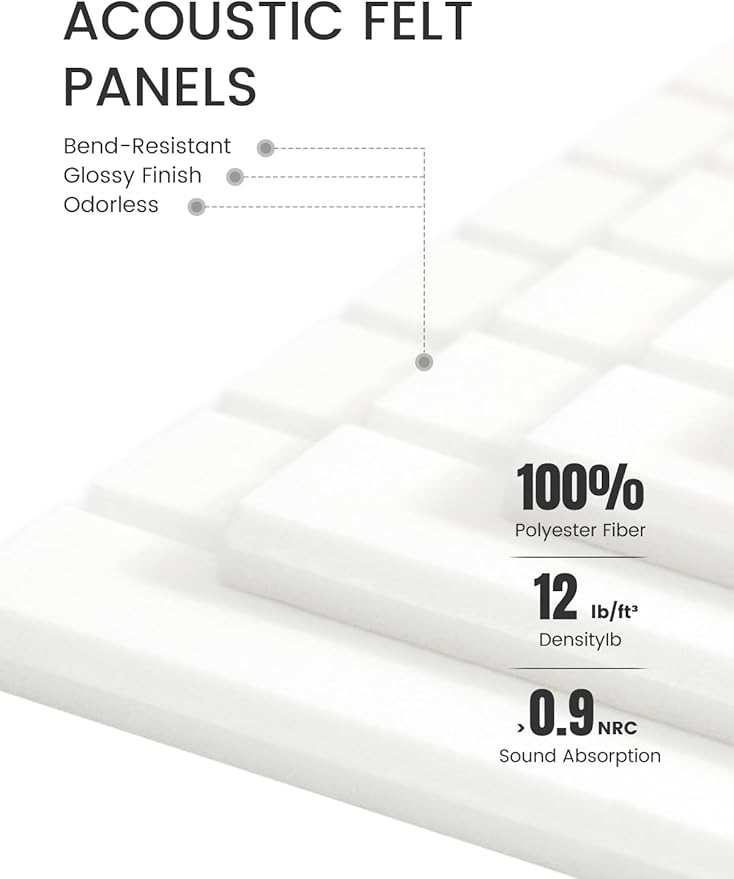 Fluxynara Large Felt Bulletin Board 48" x 36" Cork Board Alternative-12 Pack with 70 Safe Removable Adhesive Tabs, Cork Boards for Walls Cork Board for Home Office Classroom Pin Board (Milky White)