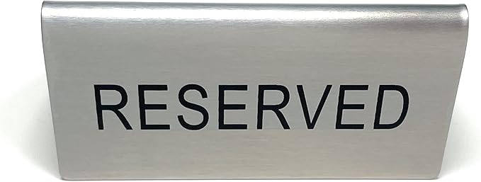 Metal Magery Reserved Table Signs Stainless Steel Metal Table Tent Sign for Resturants Bars and Weddings Pack of 6